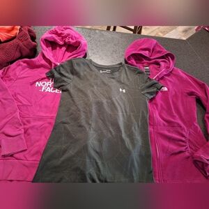 North Face And Under Armour Charcoal T-Shirt And Sweatshirt Lot, Medium